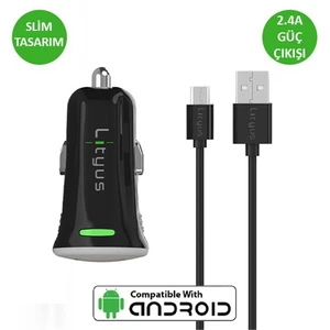 Araç Şarj Cihazı + Micro Usb Kablo (Siyah) - AKLCCS0201