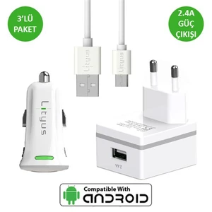 Şarj Paketi + Micro Usb Kablo (Beyaz) - AKLTCS0202