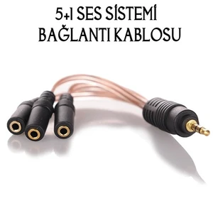 Coverzone 5+1 Ses Sistemi Bağlantı Kablosu 1 Erkek 3 Dişi