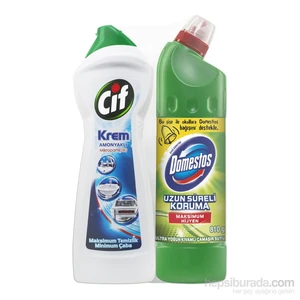 Krem Amonyaklı 750 ML + Domestos Ulttra Yoğun Çamaşur Suyu Dağ Esintisi 810 Gr