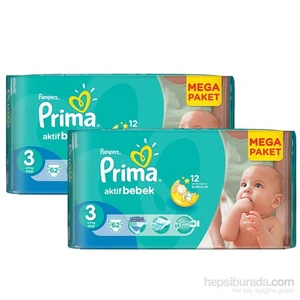 Bebek Bezi Kuru ve Hesaplı 2'li Paket 3 Beden 124 Adet
