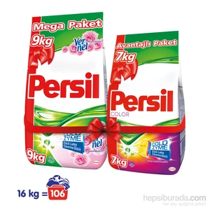 Toz Çamaşır Deterjanı Gül 9 Kg + Color 7 Kg