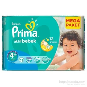 Bebek Bezi Aktif Bebek Mega Paket 4+ Beden 44 Adet