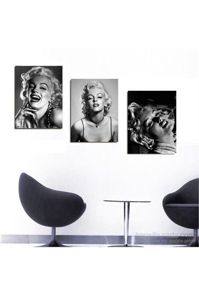 Marilyn Monroe - 3 Parçalı Kanvas Tablo