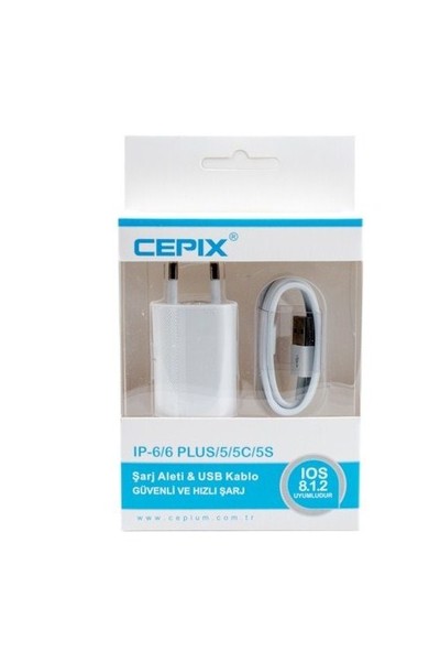 Cepix Apple iPhone 6 Plus/6/5S/5C/5 Şarj + USB Kablo - CPX-632