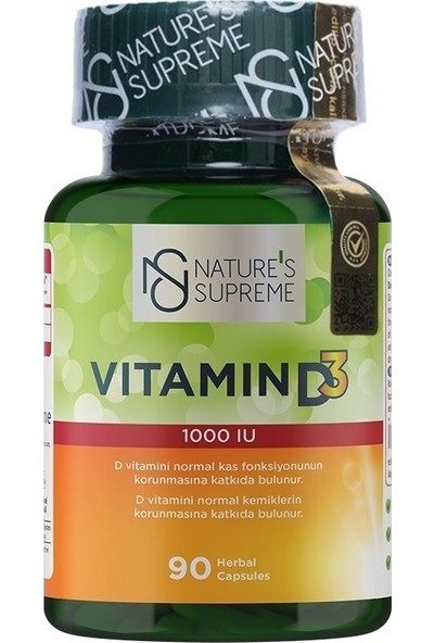 Nature's Supreme Vitamin D3 1000 IU 90 Kapsül