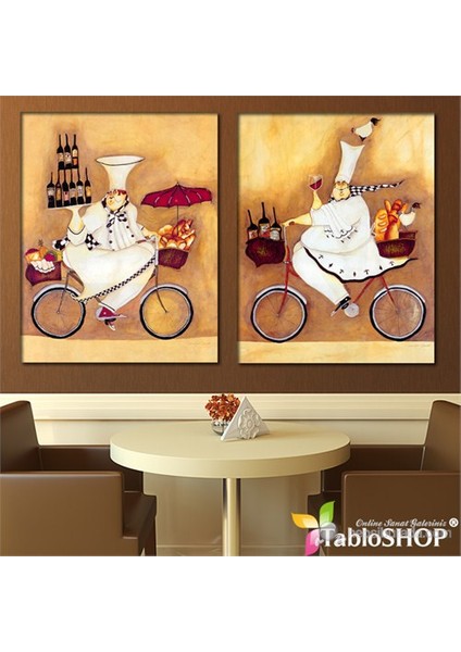 - Et Les Cuisiniers 2 Parçalı Kanvas Tablo - 83X55cm