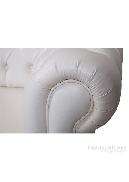 White Leather Chesterfield - Beyaz