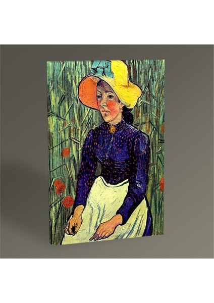 Vincent Van Gogh-Young Peasant Woman With Straw Hat Sitting in The Wheat 30 x 20
