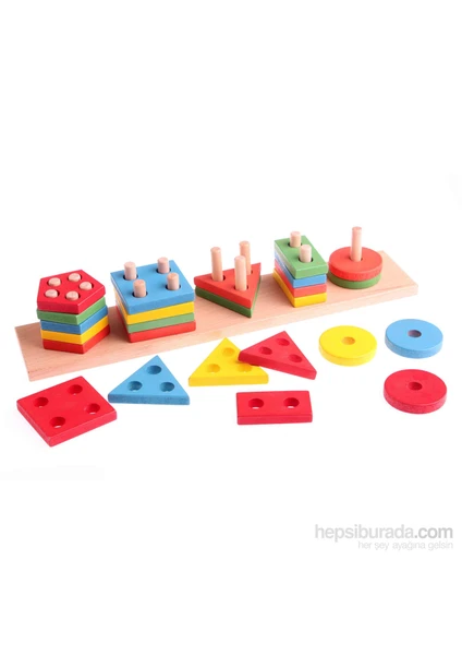 Wooden Toys Multicolor Geometrical Set Of Column