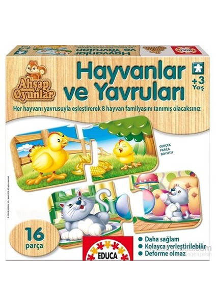 Hayvanlar Ve Yavruları - Ahşap Oyun