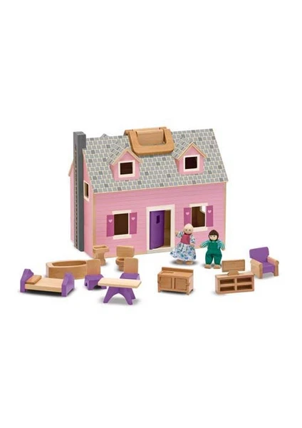 Melissa & Doug Ahşap Taşınabilir Küçük Mobilyalı Ev