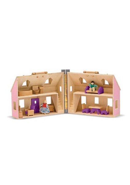 Melissa & Doug Ahşap Taşınabilir Küçük Mobilyalı Ev