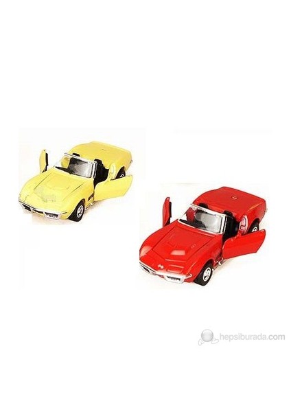 1:36 Kınsmart 1963 Corvette Stıng Ray Klasik Otomobil (Sarı)