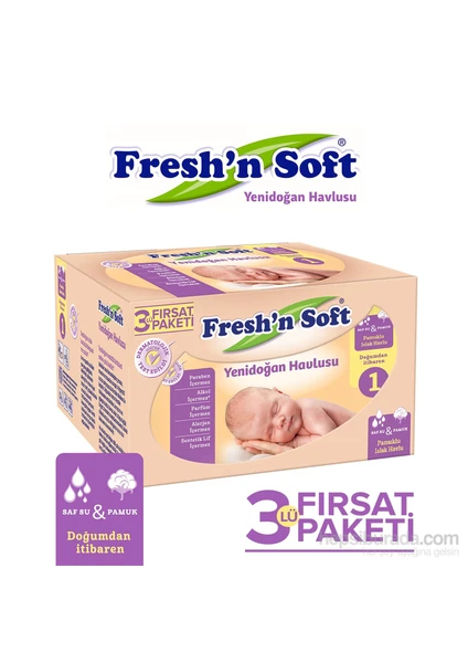 Fresh'n Soft Yenidoğan Islak Mendil 3'lü Fırsat Paketi / 120 Yaprak