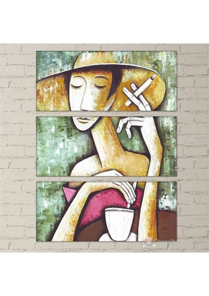 - Coffee & Cigarettes - 3 Parçalı Kanvas Tablo 70X96cm
