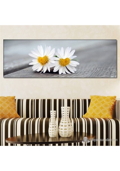 - Black Daisy Iı Canvas Tablo - 90X30cm