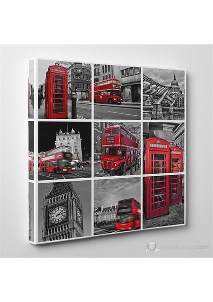 - İngiltere Kolaj Canvas Tablo - 60X60cm