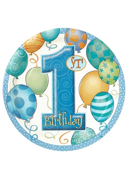 Birinci Yaş Günü Partisi Mavi Tabak 8 Adet