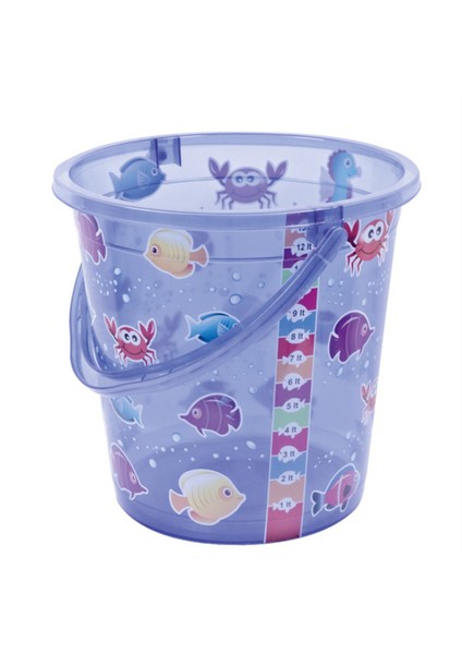 Desenli Şeffaf Banyo Kovası Mavi