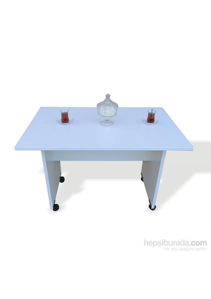Tekerlekli Sehpa 90X60X60 Beyaz