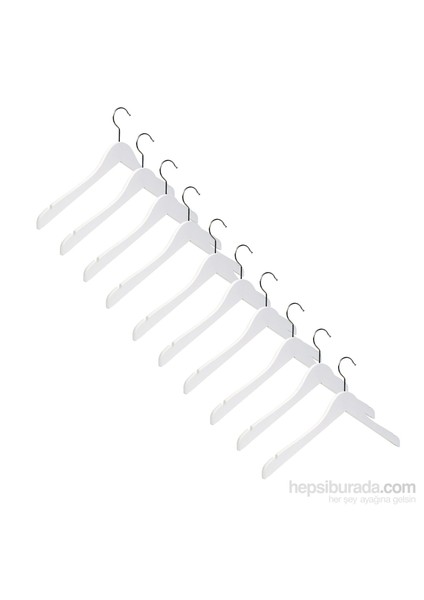 Ahşap Askı 10'Lu 45 Cm Beyaz Kayın Ağacı