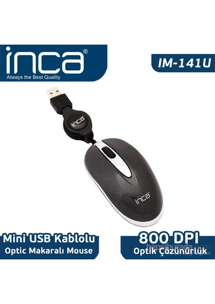 IM-141U USB Siyah Makaralı Optik Mouse