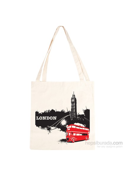 Urbangiftlondon Bıg Ben Bus Cotton Tote Bag 40*40Cm