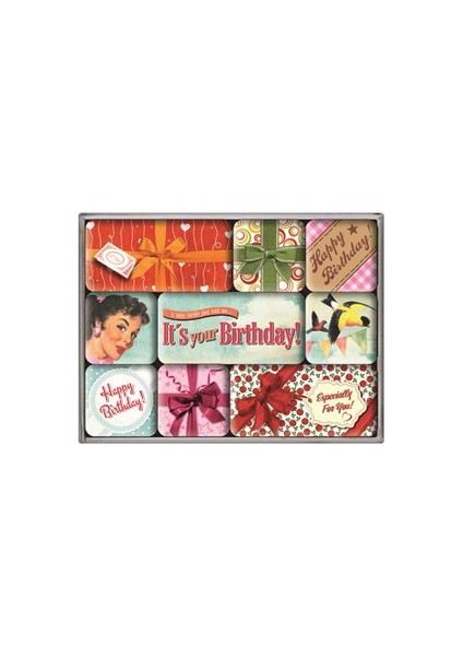 Say It 50S Happy Birthday Magnet Set (9 Parça)