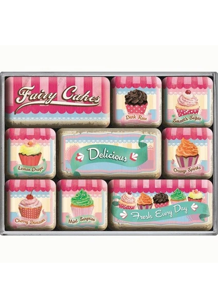 Nostalgic Art Fairy Cakes- Delicious Magnet Set (9 Parça)