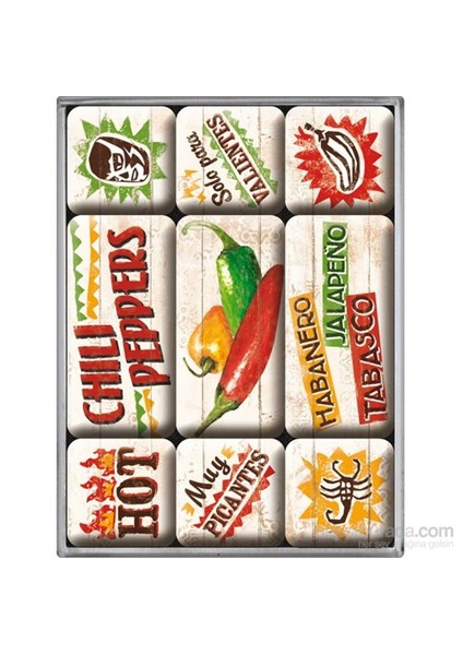 Nostalgic Art Chili Peppers Magnet Set 9 Parça