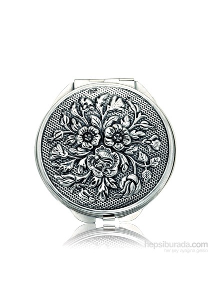 Gümüş Gül Motifli Kapaklı Ayna