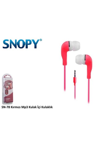 Snopy Sn-78 Kırmızı Mp3 Kulaklık