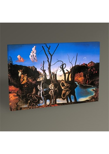 Salvador Dali Fil Yansili Kuğular Tablo 30 x 20