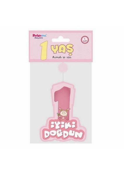 1 Iyiki Doğdun Asmali Ip Süs Pembe