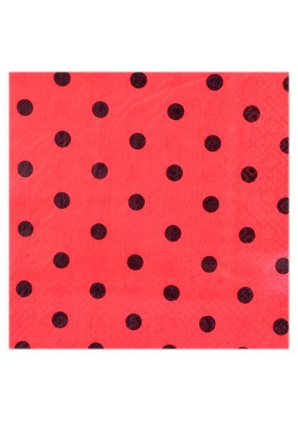 Peçete Siyah Puanli Kirmizi 20'Li