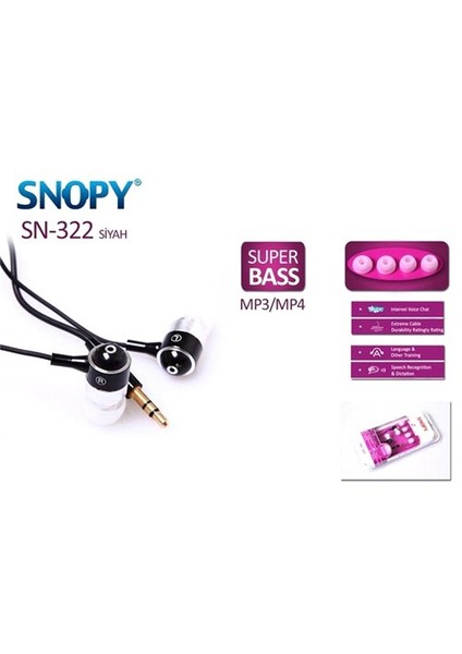 Sn-322 Siyah Mp3/Mp4 Lüks Kulaklık