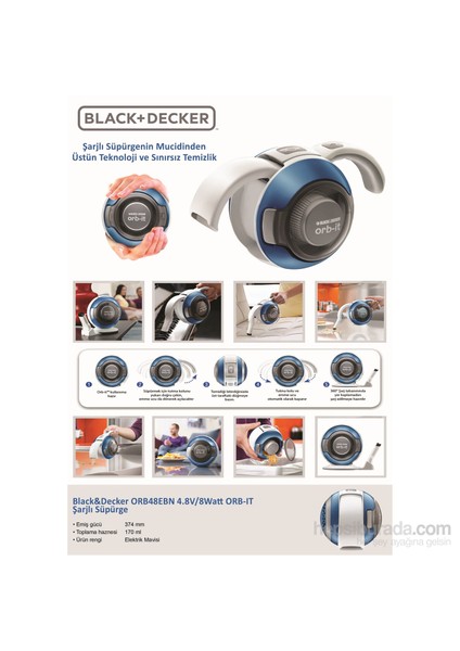 ORB48EBN 4.8V/8Watt ORB-IT Şarjlı Süpürge