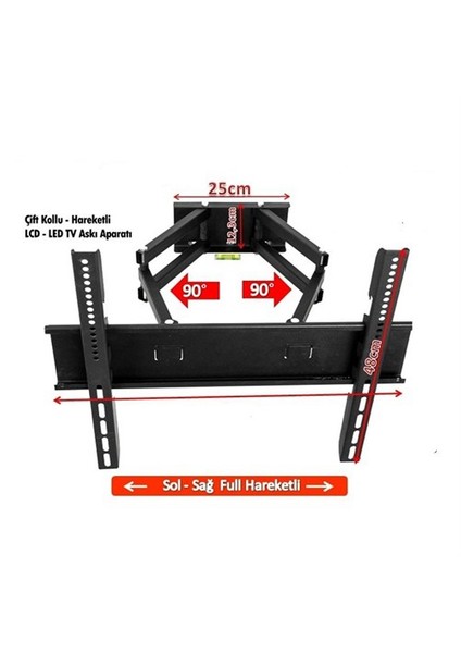 32''-55'' -140 Çift Kollu Hareketli Lcd-Led Tv Askı Aparatı