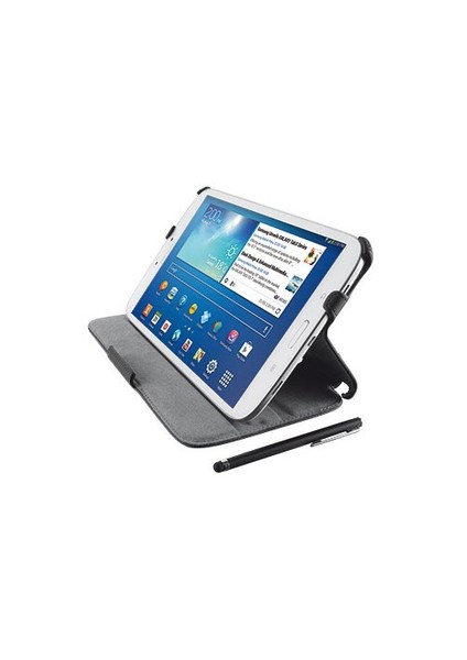 Samsung Tab3 8.0 Stıle Kalem Hediyeli Siyah Tablet Kılıfı (GALAXYAC19638-TRU)