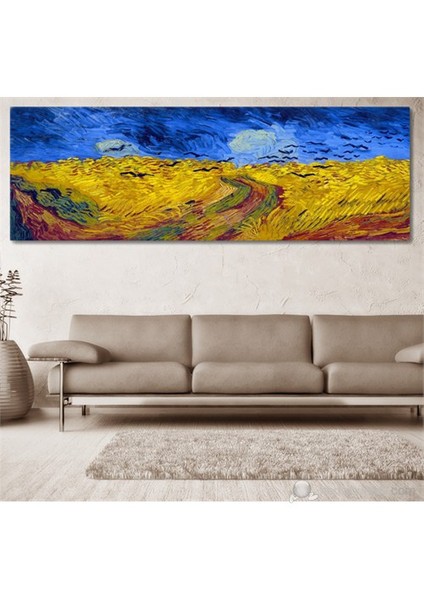 - Van Gogh - Wheat Field Canvas Tablo - 90X30cm