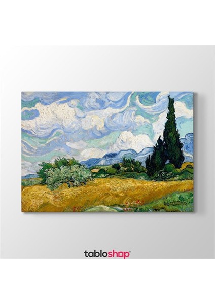 Vincent Van Gogh - Selvi Ağaçlı Buğday Tarlası Tablosu