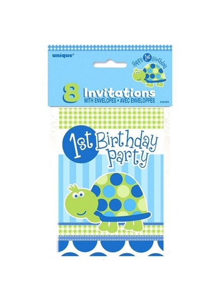 First Birthday Turtle Davetiye 8 Adet