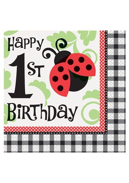 Lively Uğur Böceği Fırst Birthday Kağıt Peçete 33X33cm 16 Adet