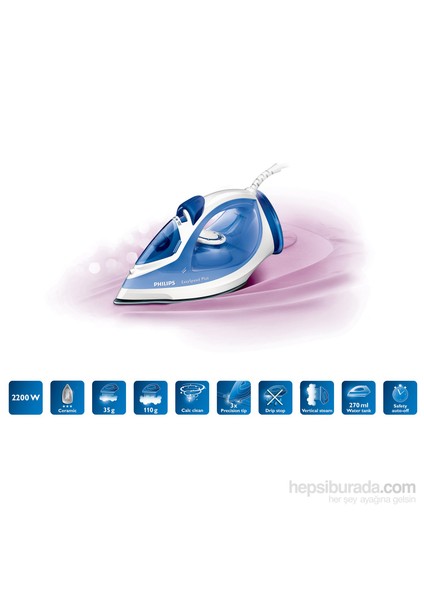 Easyspeed Plus GC2046/20 2200 W Seramik Tabanlı Otomatik Kapanma Özellikli Buharlı Ütü