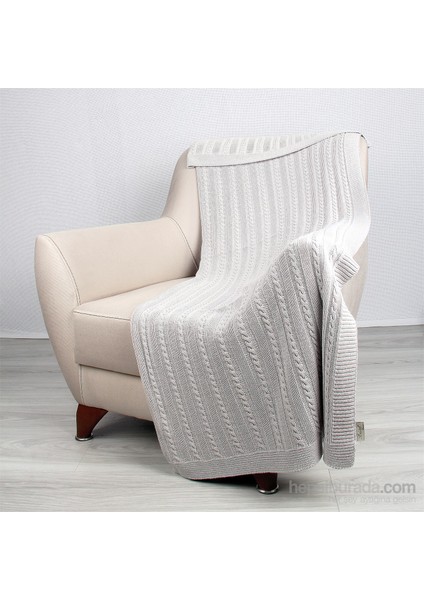 Örgü Koltuk Şalı 130 x 170 cm Gri