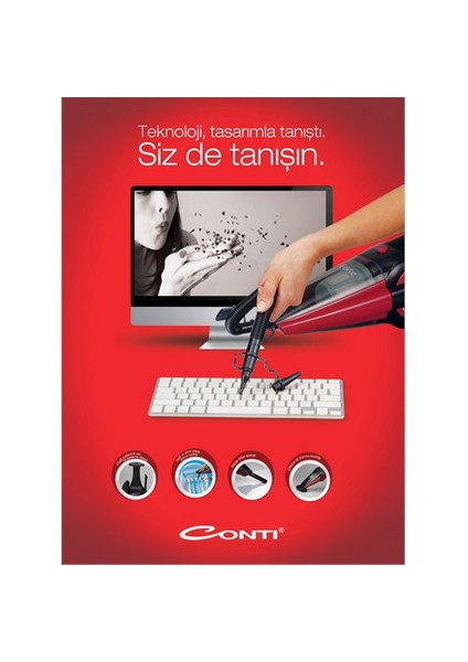 Forte Üflemeli Şarjlı Süpürge CMS-311-Kırmızı 14.4W