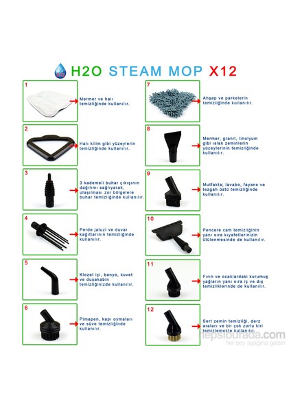Mop X12 Buharlı Yer Temizleyici - Mikrofiber Bez Hediyeli