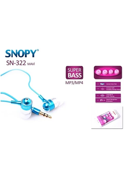 Sn-322 Mavi Mp3/Mp4 Lüks Kulaklık