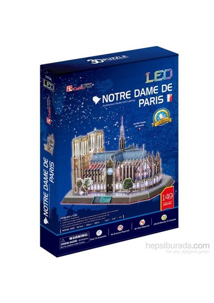 Cubic Fun 3D 149 Parça Led Puzzle Notre Dame De Paris (Ledli)